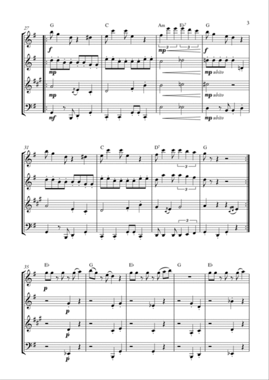 Super Mario Bros Theme Woodwind Quartet scores gallery preview page 3