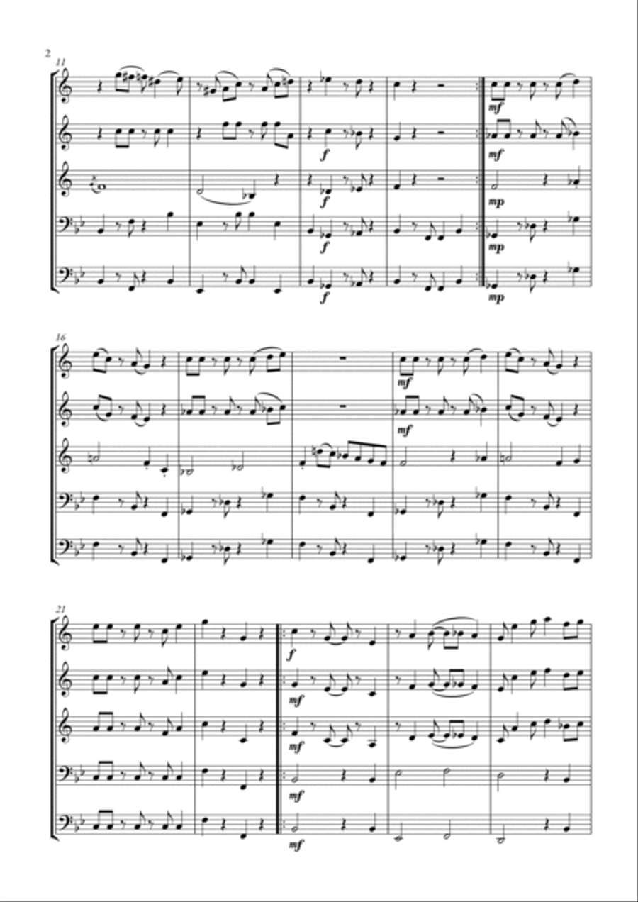 Super Mario Bros Theme Brass Quintet scores gallery preview page 2