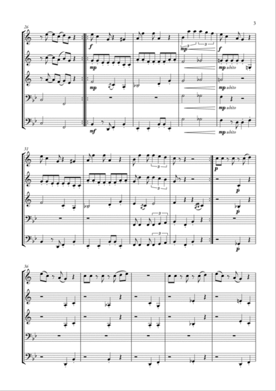 Super Mario Bros Theme Brass Quintet scores gallery preview page 3
