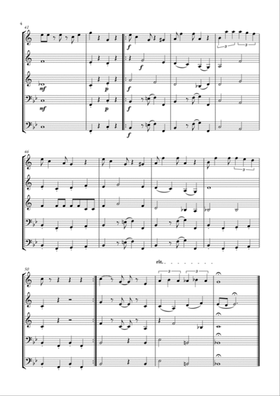 Super Mario Bros Theme Brass Quintet scores gallery preview page 4
