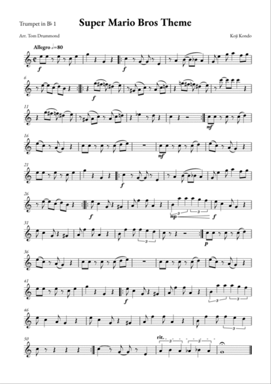 Super Mario Bros Theme Brass Quintet scores gallery preview page 5