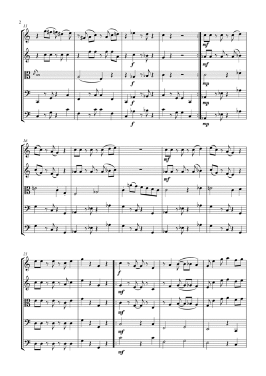 Super Mario Bros Theme String Quintet scores gallery preview page 2