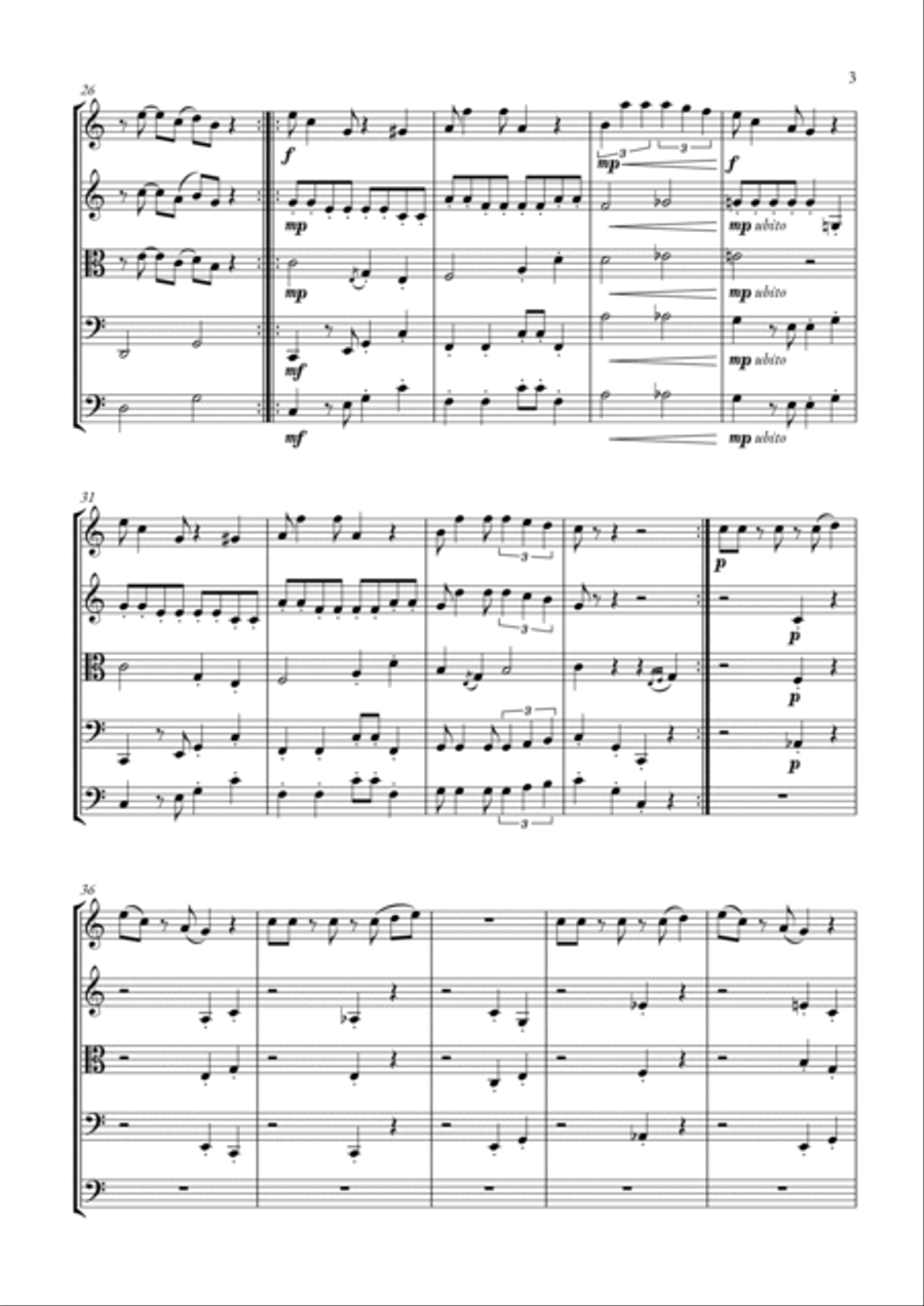 Super Mario Bros Theme String Quintet scores gallery preview page 3