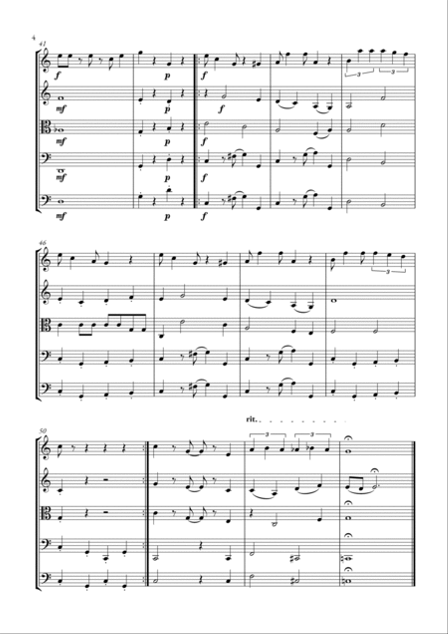 Super Mario Bros Theme String Quintet scores gallery preview page 4