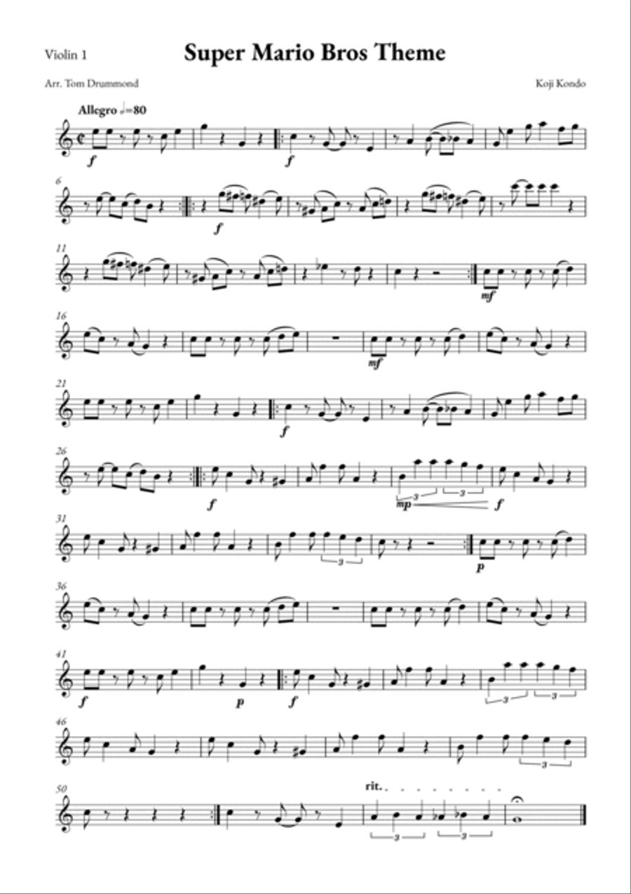 Super Mario Bros Theme String Quintet scores gallery preview page 5
