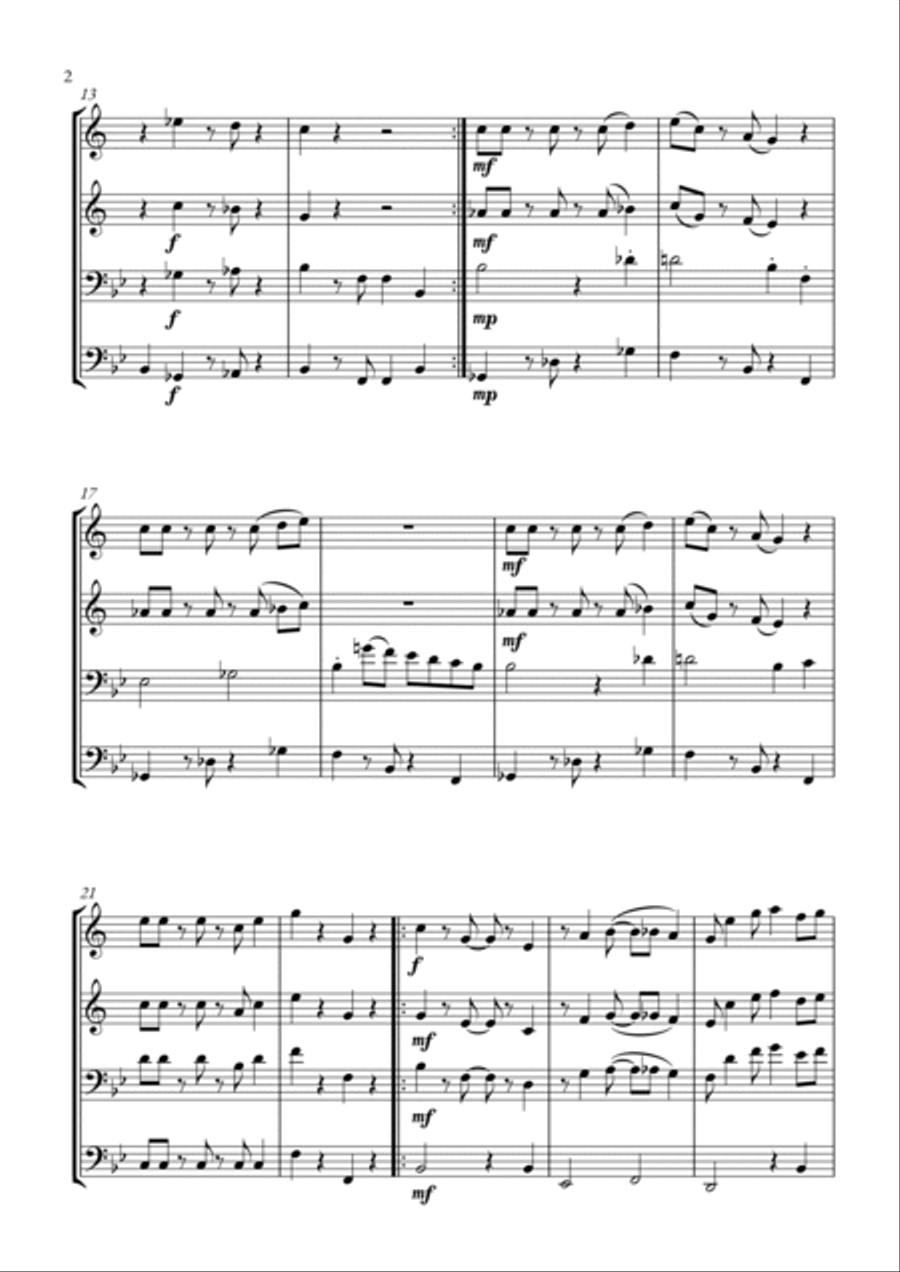 Super Mario Bros Theme Brass Quartet scores gallery preview page 2