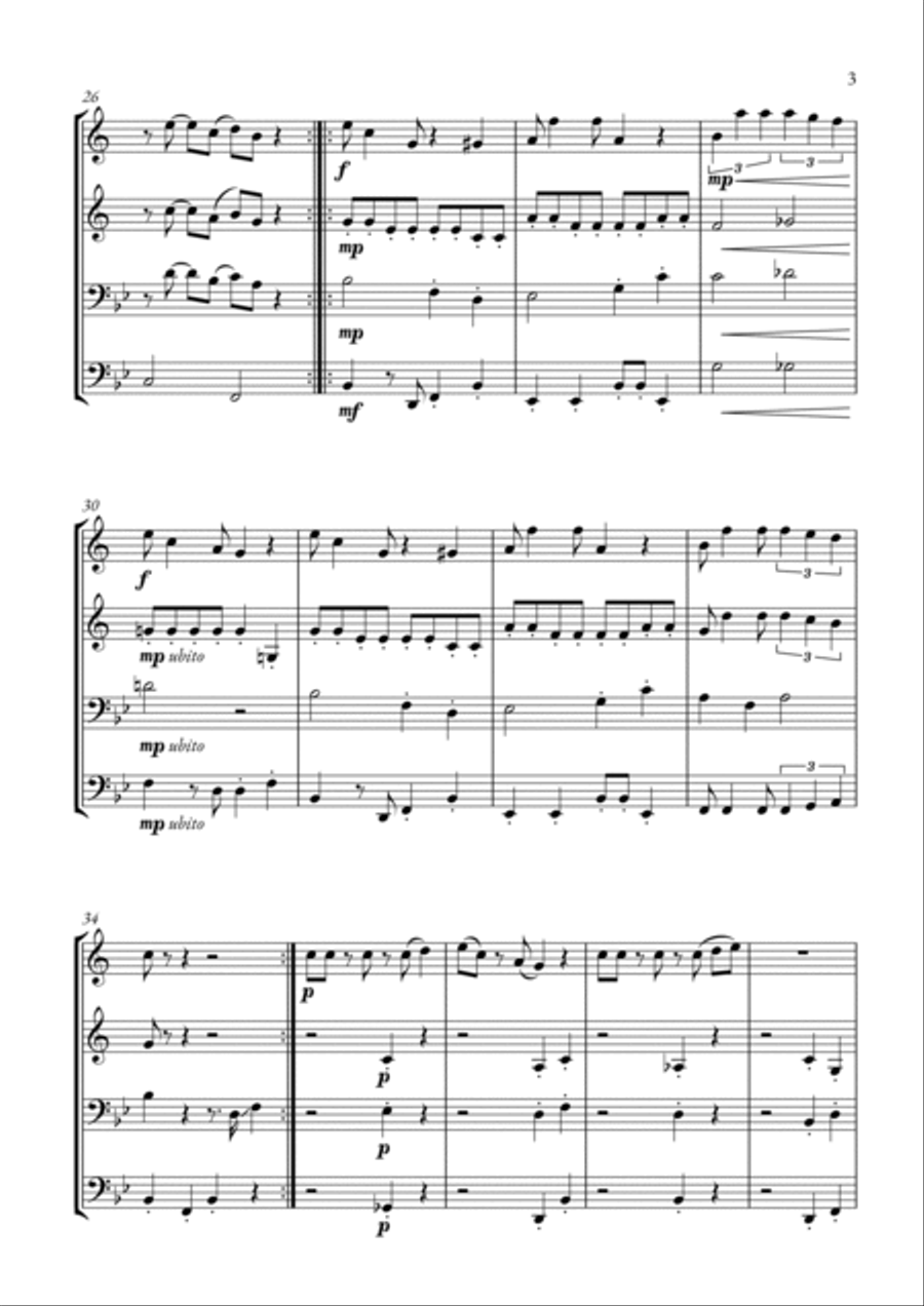 Super Mario Bros Theme Brass Quartet scores gallery preview page 3