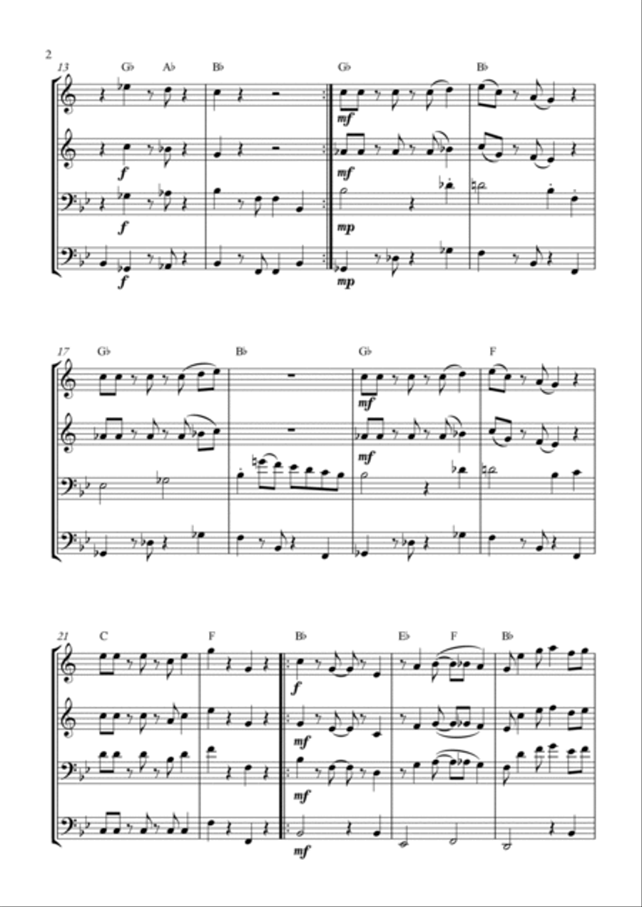 Super Mario Bros Theme Brass Quartet scores gallery preview page 2