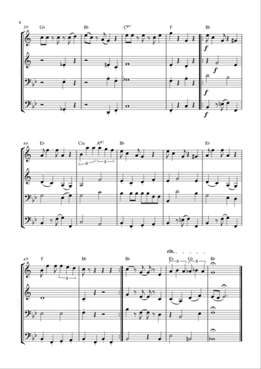 Super Mario Bros Theme Brass Quartet scores gallery preview page 4
