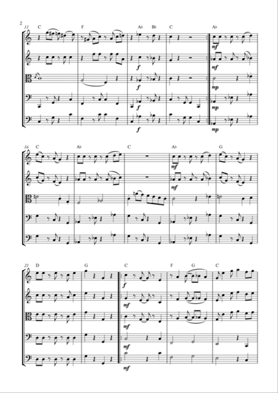 Super Mario Bros Theme String Quintet scores gallery preview page 2
