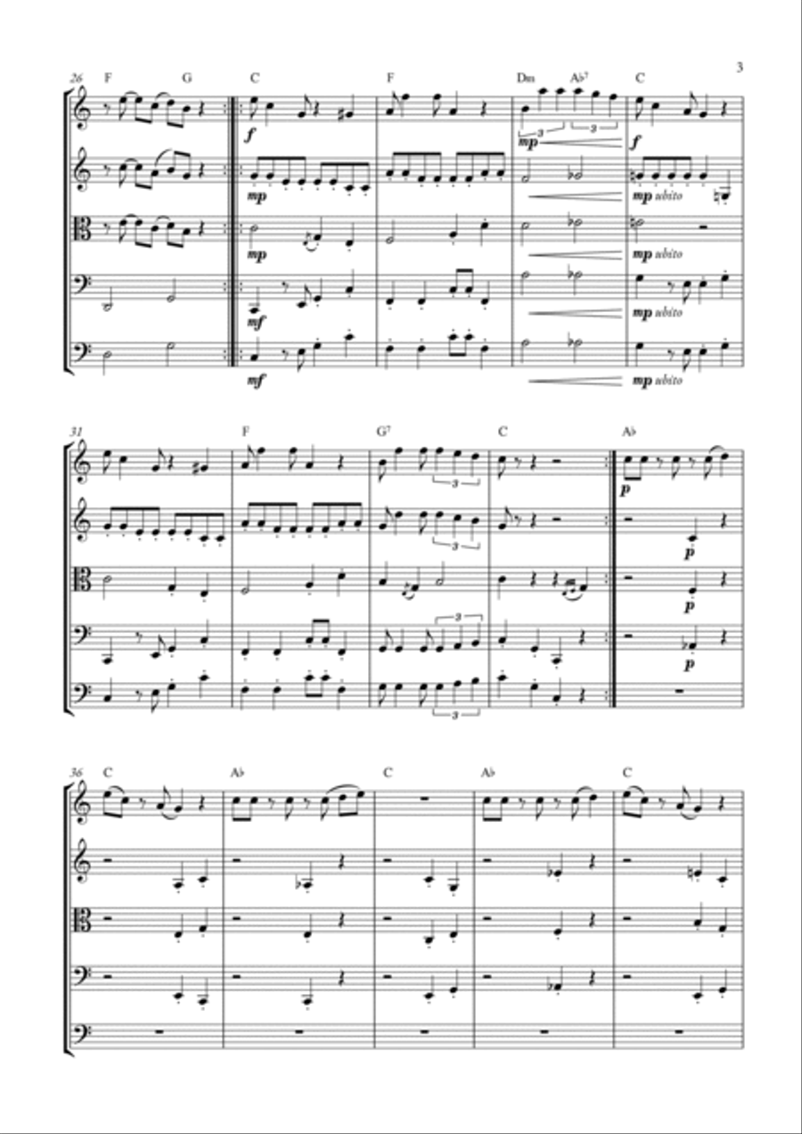 Super Mario Bros Theme String Quintet scores gallery preview page 3