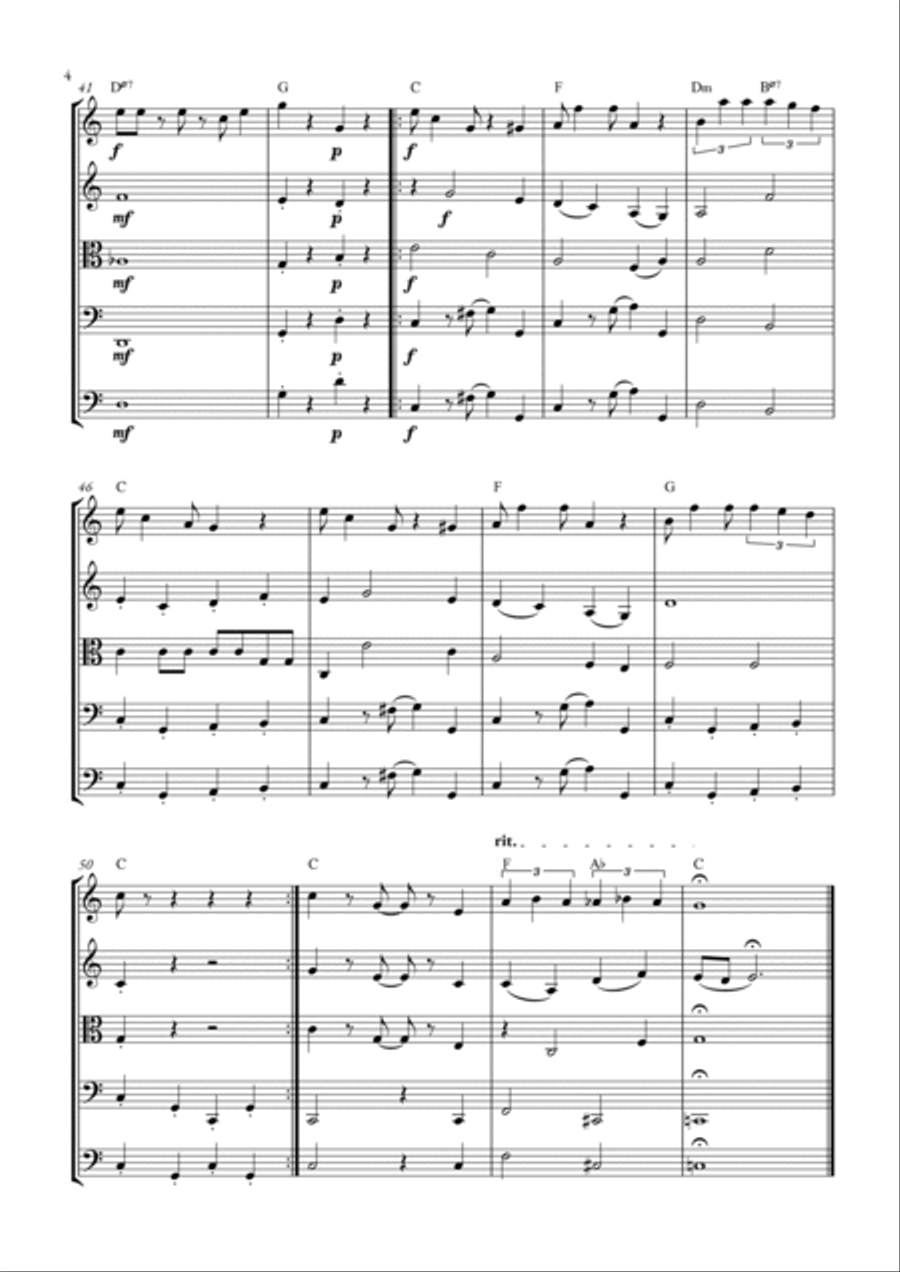 Super Mario Bros Theme String Quintet scores gallery preview page 4
