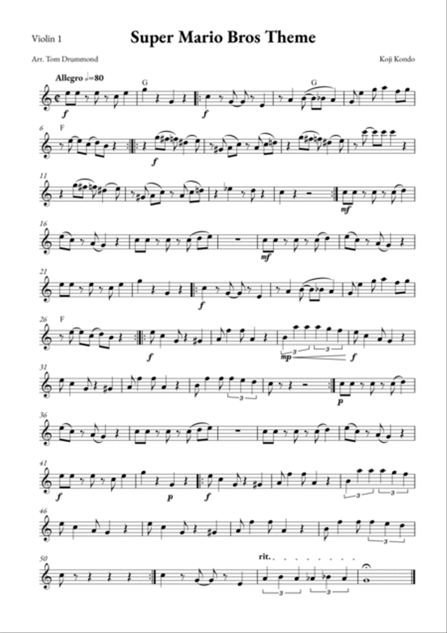 Super Mario Bros Theme String Quintet scores gallery preview page 5