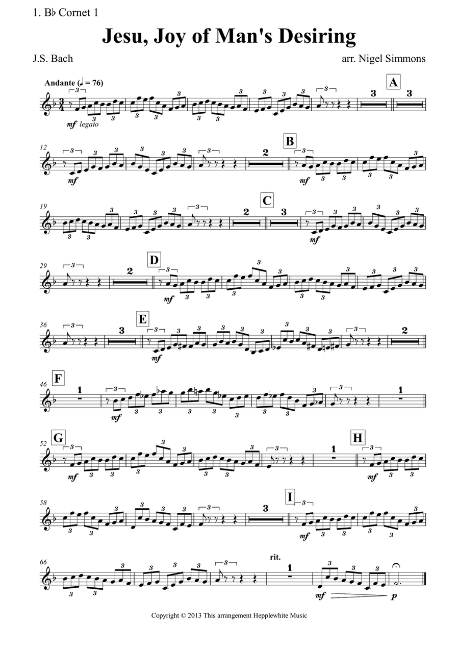 Jesu, Joy of Man's Desiring Brass Ensemble scores gallery preview page 6
