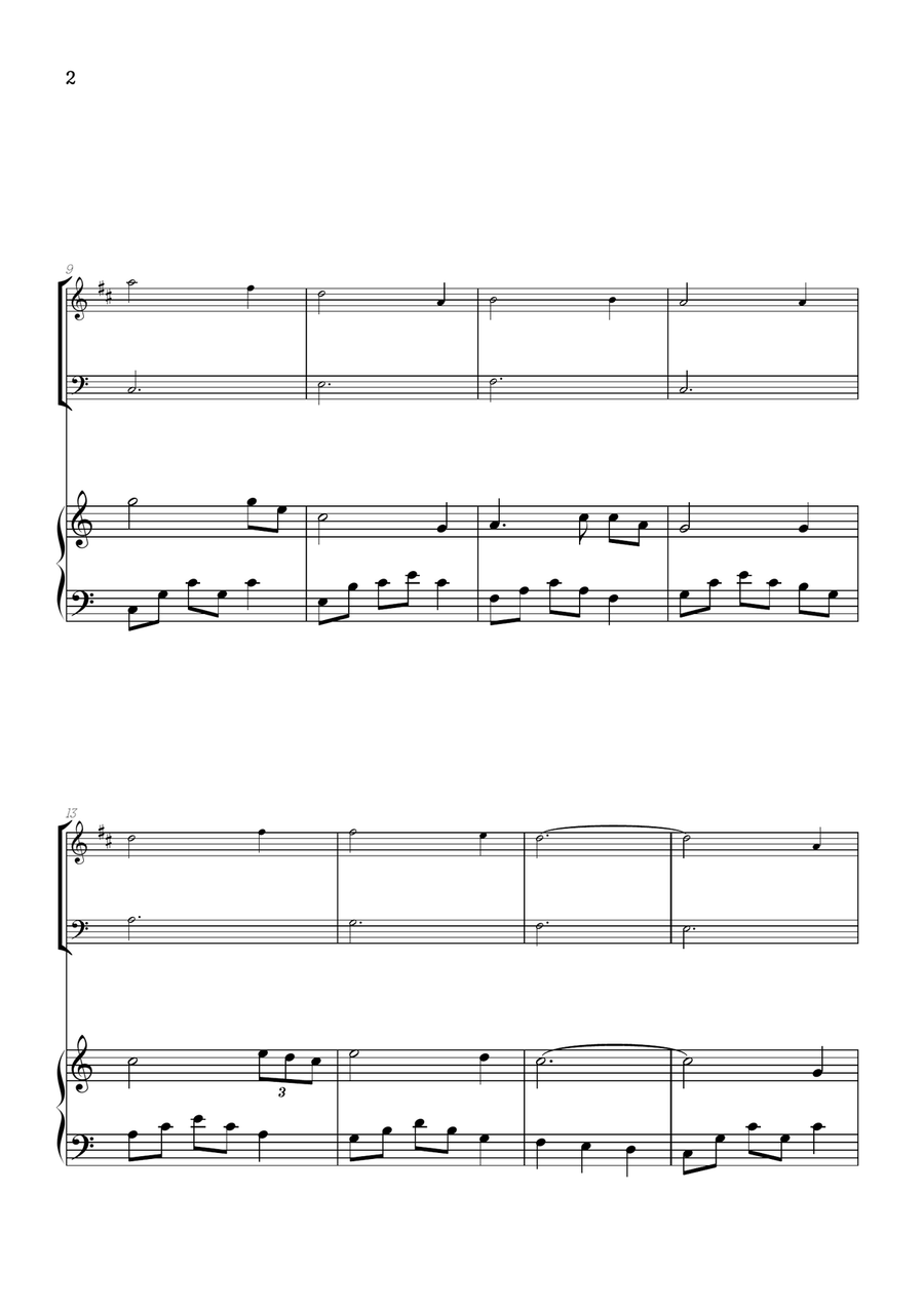 Amazing Grace • super easy trumpet and trombone sheet music w/ intermediate piano accomp Brass Duet scores gallery preview page 2