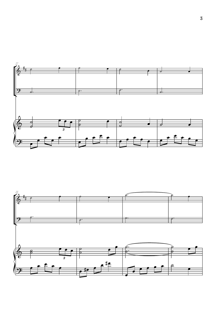 Amazing Grace • super easy trumpet and trombone sheet music w/ intermediate piano accomp Brass Duet scores gallery preview page 3