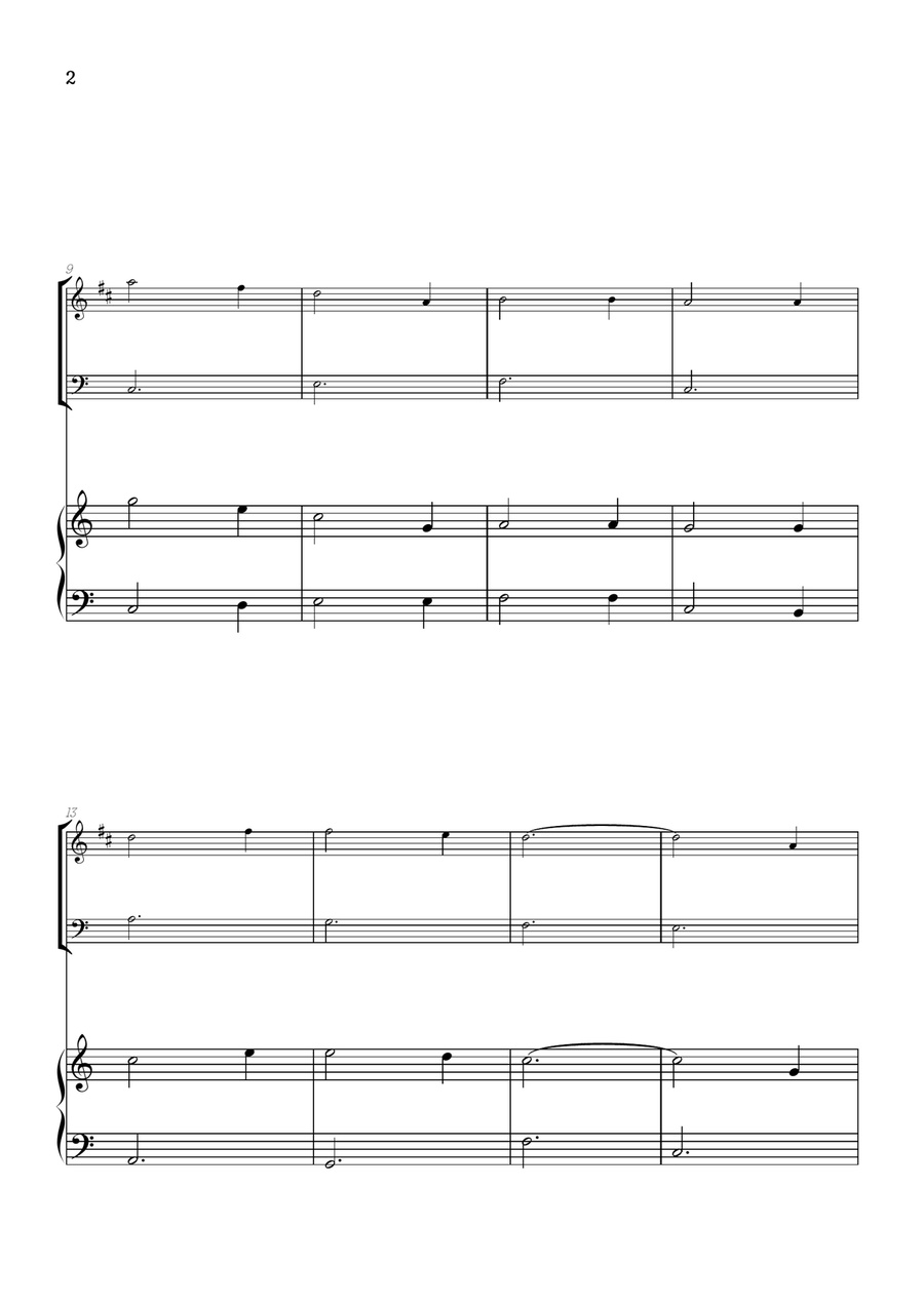 Amazing Grace • super easy trumpet and trombone sheet music with piano accompaniment Brass Duet scores gallery preview page 2