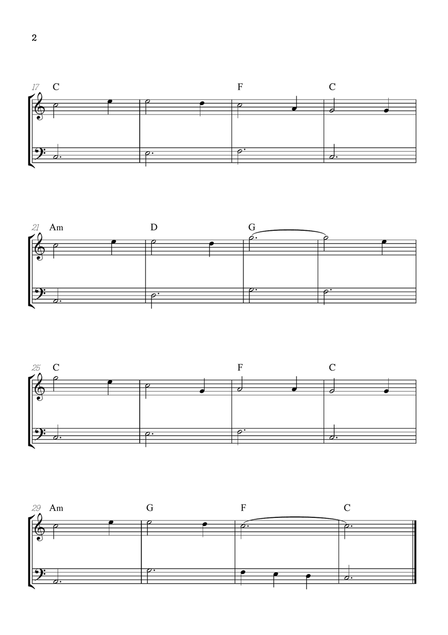 Amazing Grace • super easy violin and cello sheet music with chords String Duet scores gallery preview page 2