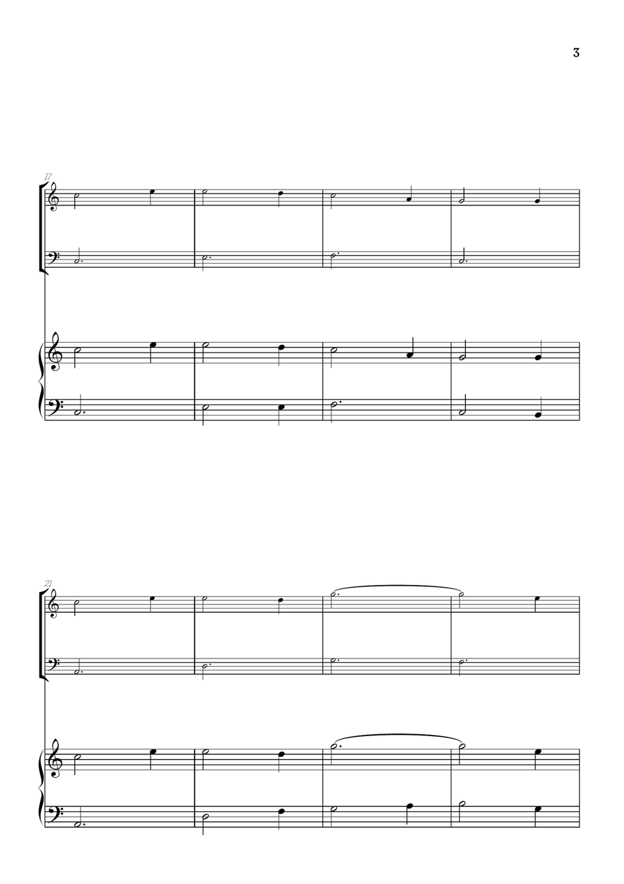 Amazing Grace • super easy violin and violoncello sheet music with piano accompaniment Piano Trio scores gallery preview page 3