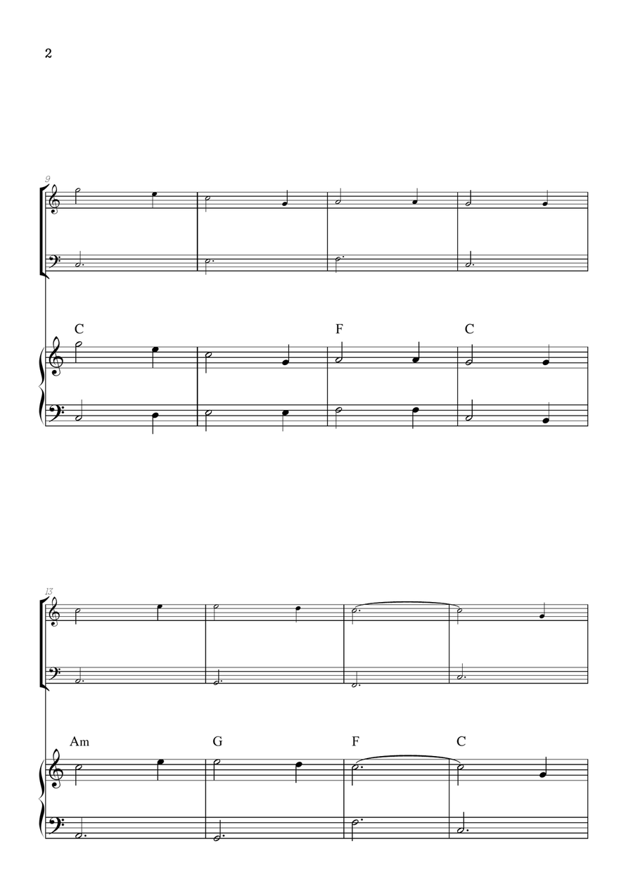 Amazing Grace • super easy violin and cello with easy piano accompaniment (and chords) Piano Trio scores gallery preview page 2