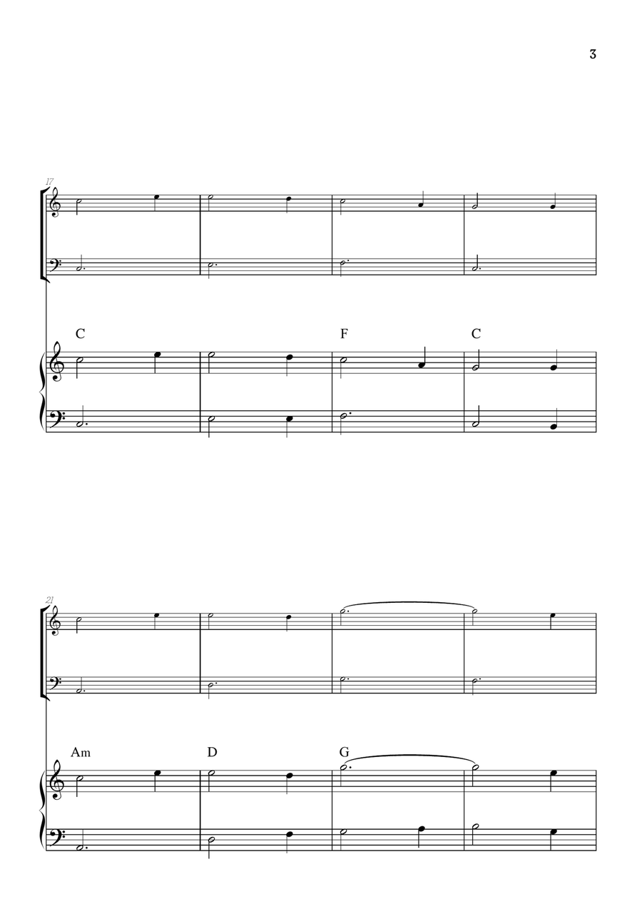 Amazing Grace • super easy violin and cello with easy piano accompaniment (and chords) Piano Trio scores gallery preview page 3