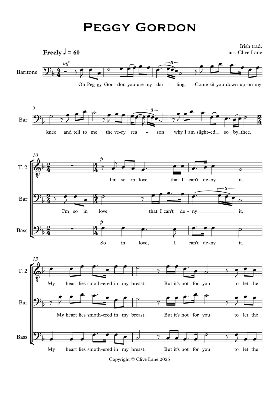 Peggy Gordon (for male chorus) TTBB scores gallery preview page 3
