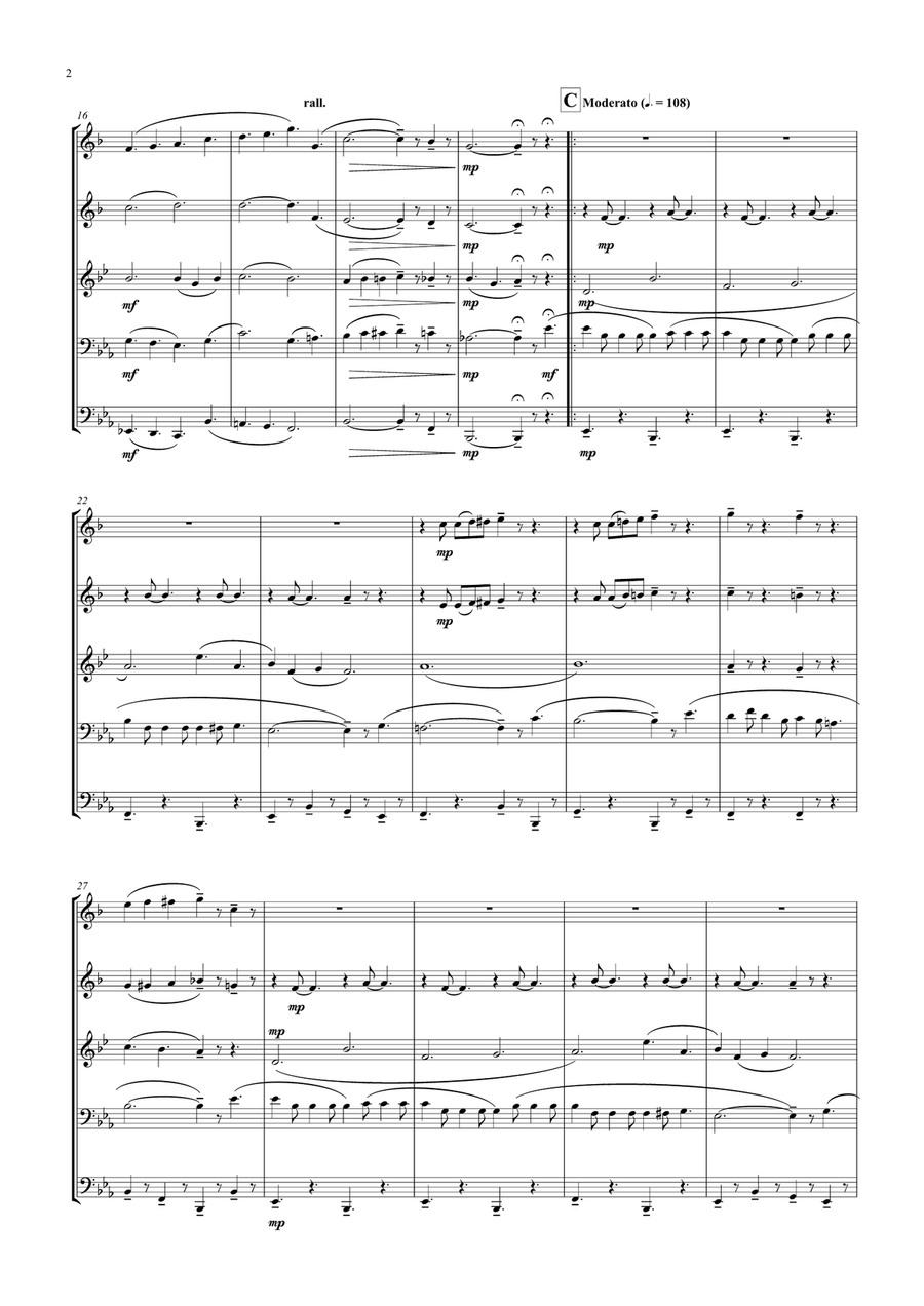 Leaning On A Lamp Post Brass Quintet scores gallery preview page 2