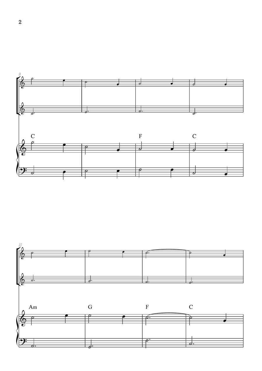 Amazing Grace • super easy violin duet sheet music with piano accompaniment (and chords) String Duet scores gallery preview page 2