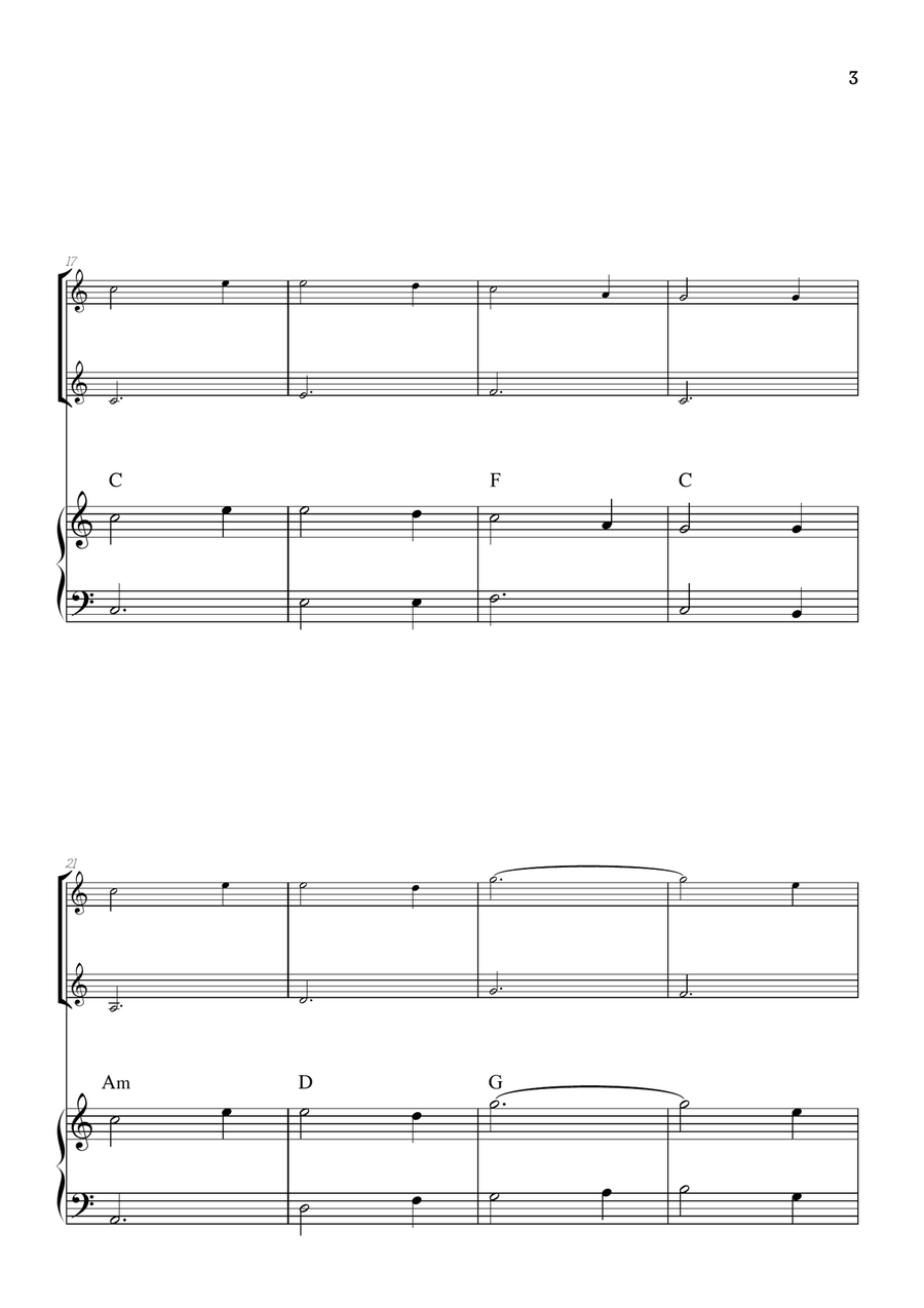 Amazing Grace • super easy violin duet sheet music with piano accompaniment (and chords) String Duet scores gallery preview page 3