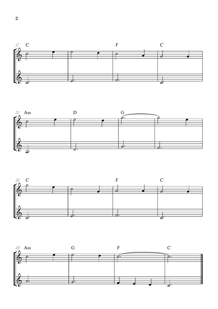 Amazing Grace • super easy violin duet sheet music with chords String Duet scores gallery preview page 2