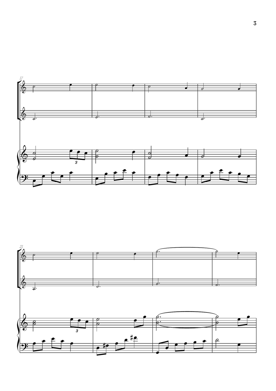 Amazing Grace • super easy violin duet sheet music with intermediate piano accompaniment String Duet scores gallery preview page 3