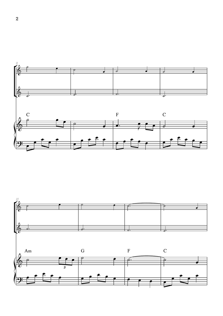 Amazing Grace • super easy violin duet sheet music with intermediate piano accompaniment (w chords) String Duet scores gallery preview page 2