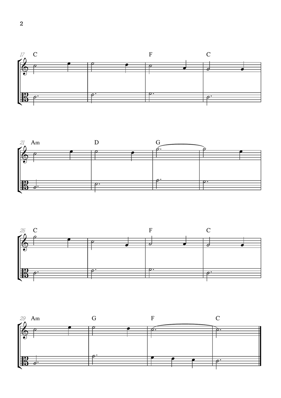 Amazing Grace • super easy violin and viola sheet music with chords String Duet scores gallery preview page 2