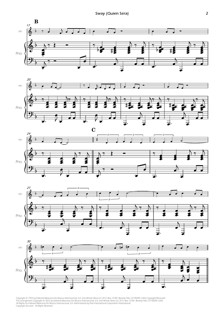 Sway (quien Sera) Sway (quien Sera) Violin Solo scores gallery preview page 4