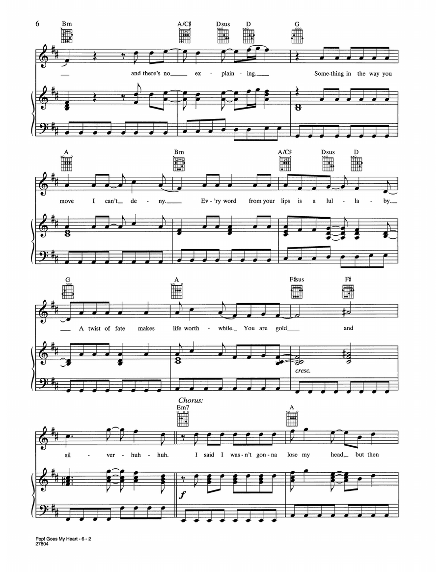 PoP! Goes My Heart (from Music And Lyrics) Piano, Vocal, Guitar scores gallery preview page 2