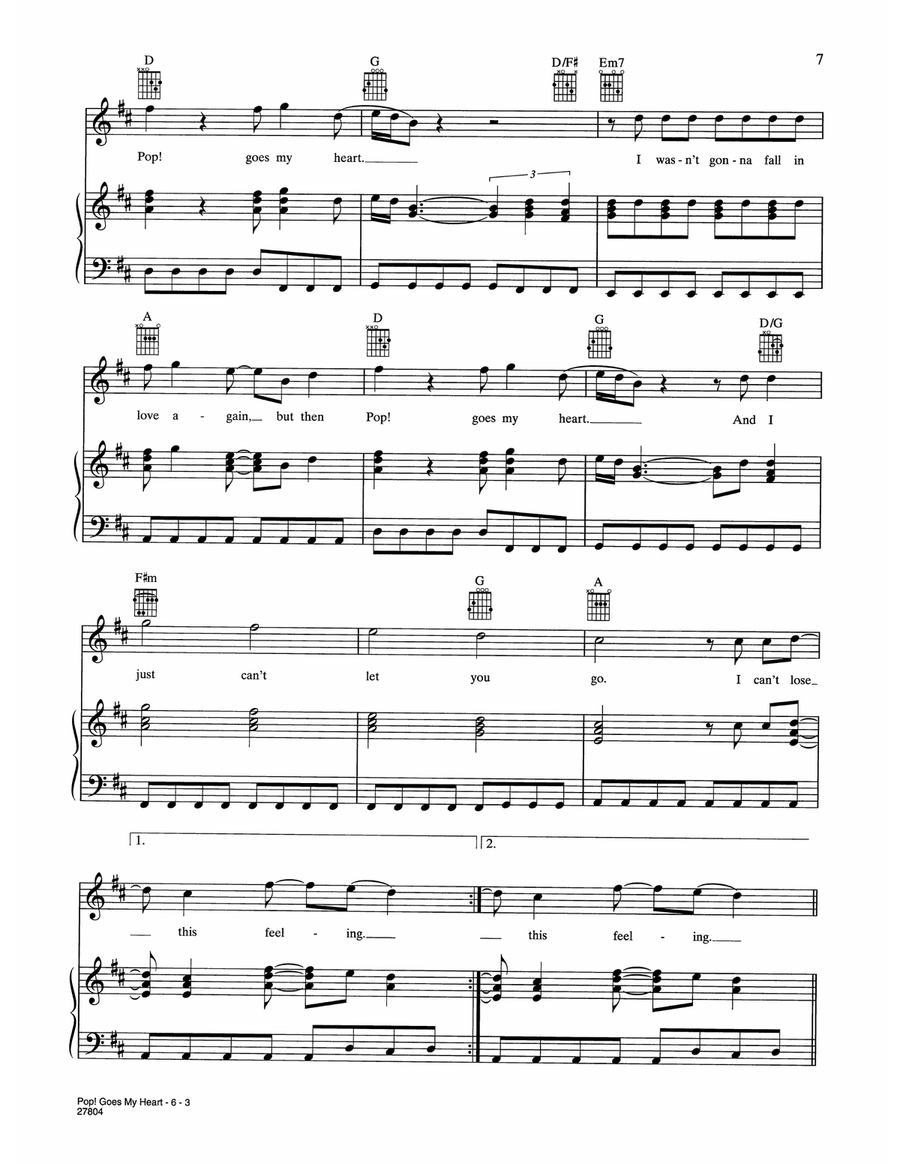 PoP! Goes My Heart (from Music And Lyrics) Piano, Vocal, Guitar scores gallery preview page 3