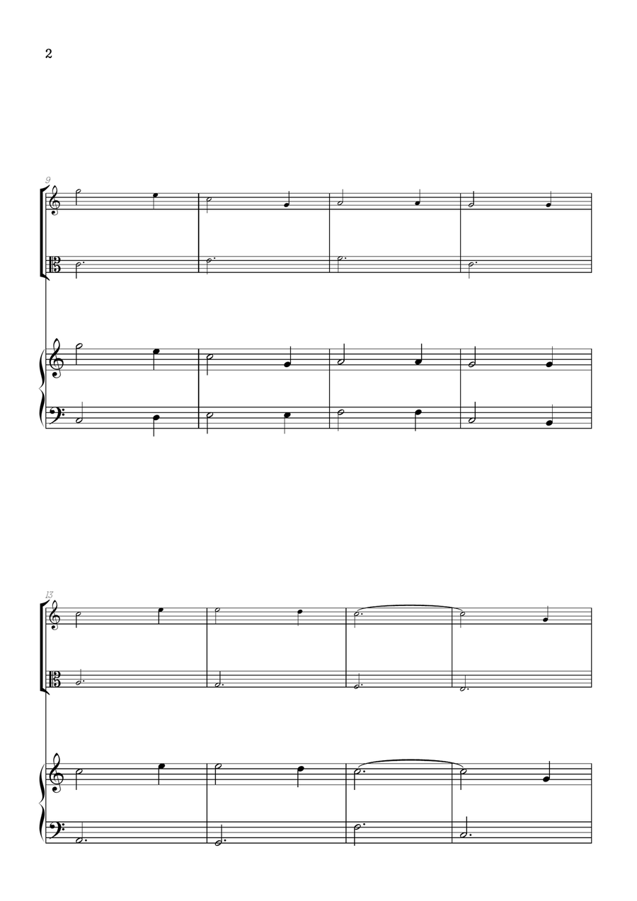Amazing Grace • super easy violin and viola sheet music with piano accompaniment String Duet scores gallery preview page 2