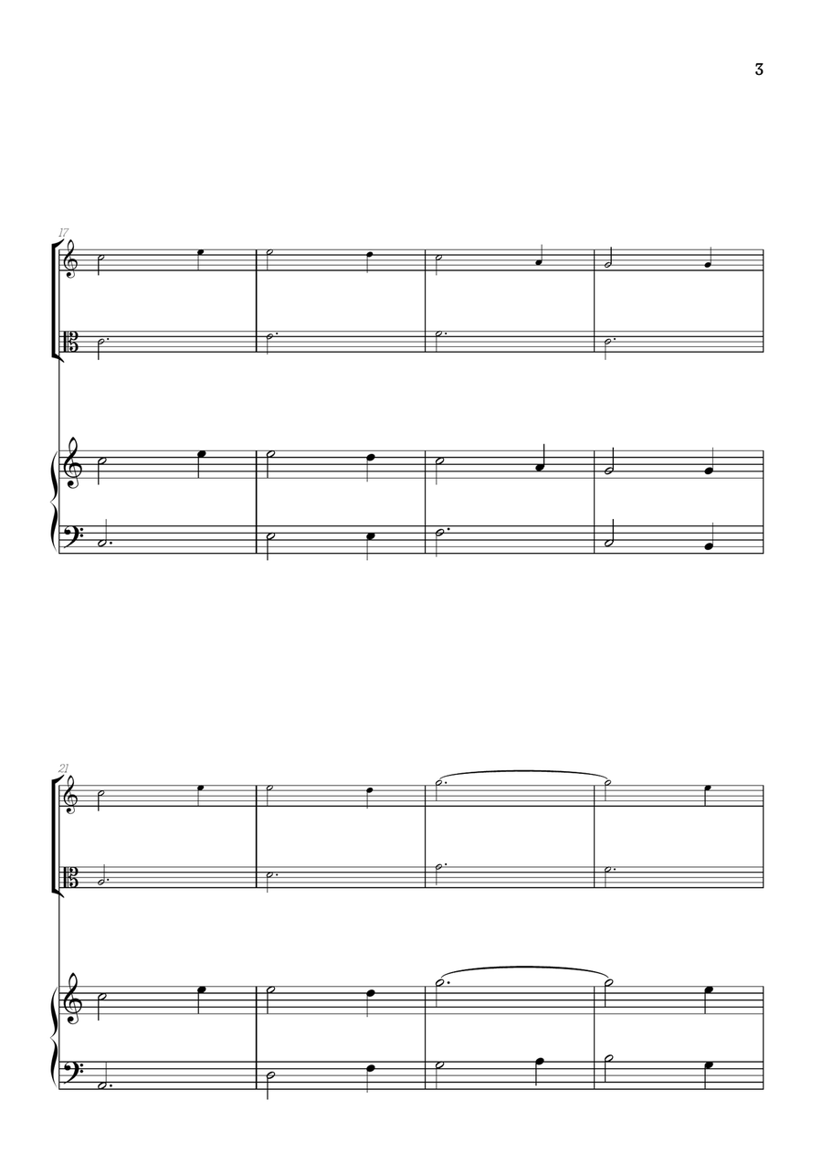 Amazing Grace • super easy violin and viola sheet music with piano accompaniment String Duet scores gallery preview page 3