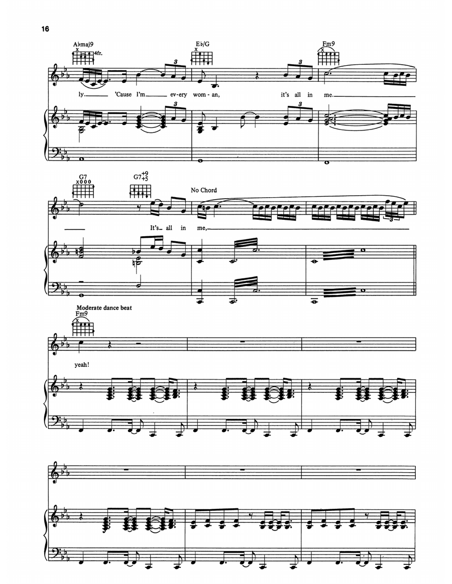 I'm Every Woman (from The Bodyguard) Piano, Vocal, Guitar scores gallery preview page 2