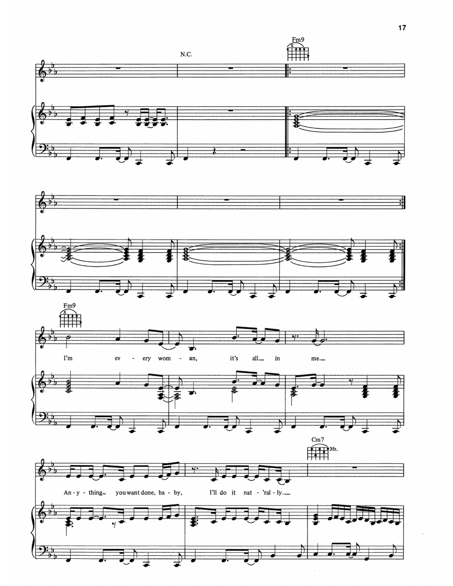 I'm Every Woman (from The Bodyguard) Piano, Vocal, Guitar scores gallery preview page 3