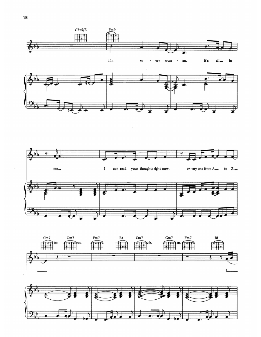 I'm Every Woman (from The Bodyguard) Piano, Vocal, Guitar scores gallery preview page 4