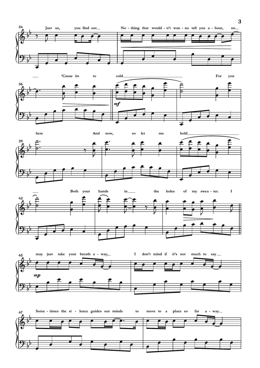 Sweater Weather Piano Solo scores gallery preview page 3