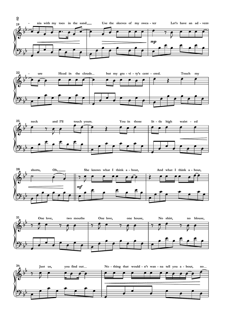 Sweater Weather Piano Solo scores gallery preview page 2