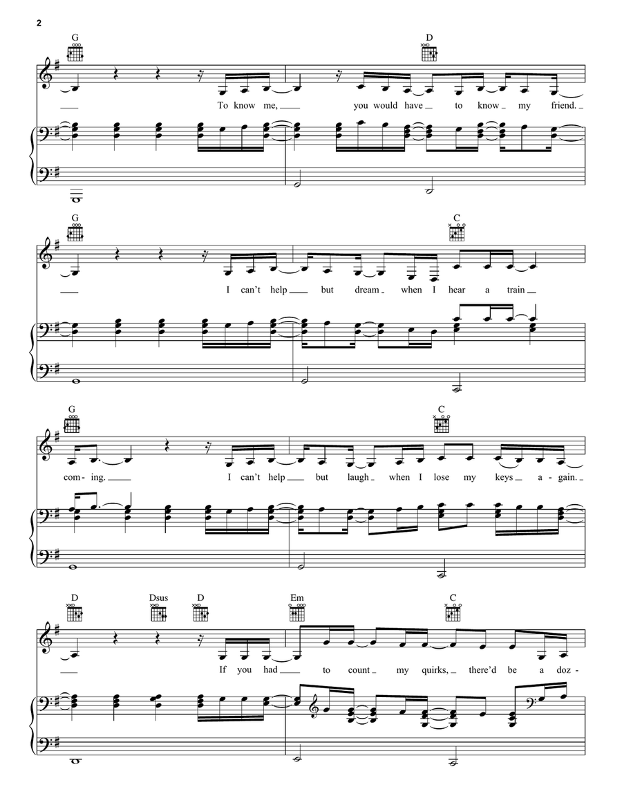 To Know Me To Know Me Piano, Vocal, Guitar scores gallery preview page 2