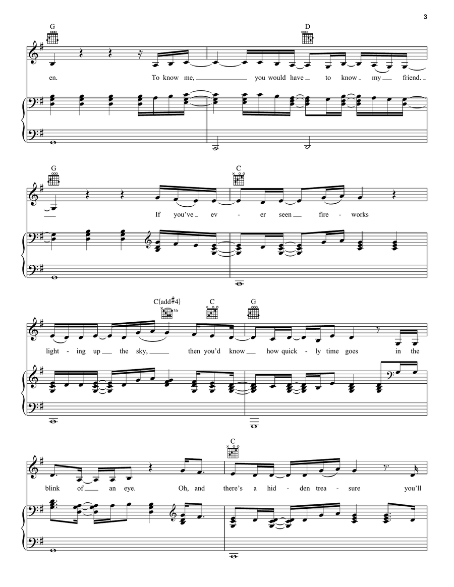 To Know Me To Know Me Piano, Vocal, Guitar scores gallery preview page 3