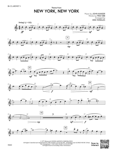 Theme from New York, New York: 1st B-flat Clarinet