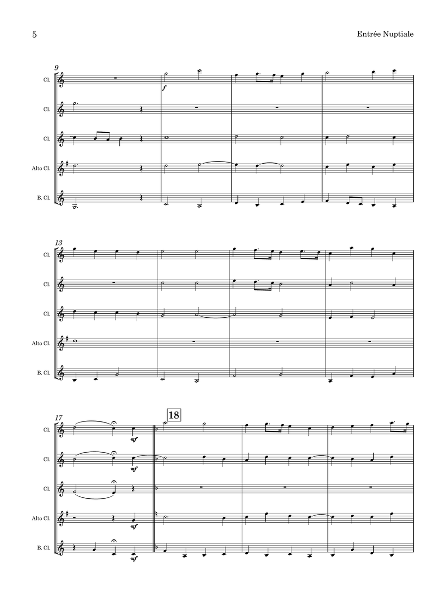 Henry Smith | Entrée Nuptiale | for Clarinet Quintet Clarinet Quintet scores gallery preview page 5