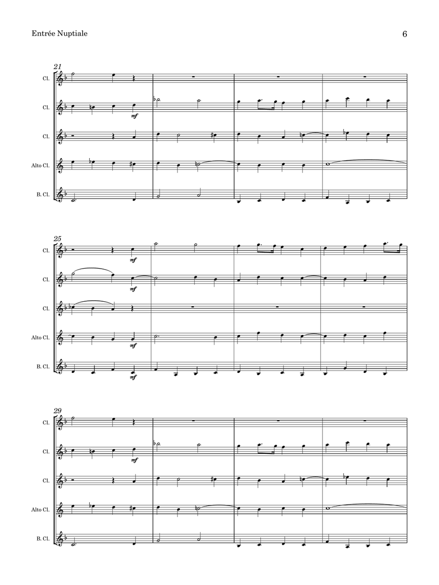 Henry Smith | Entrée Nuptiale | for Clarinet Quintet Clarinet Quintet scores gallery preview page 6