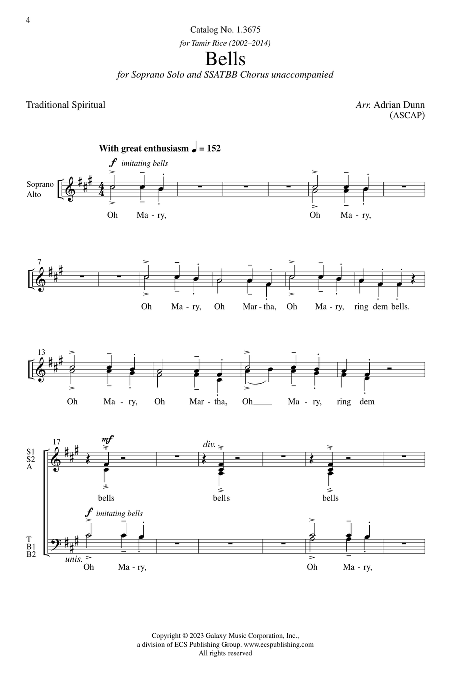 Bells Bells A Cappella scores gallery preview page 4