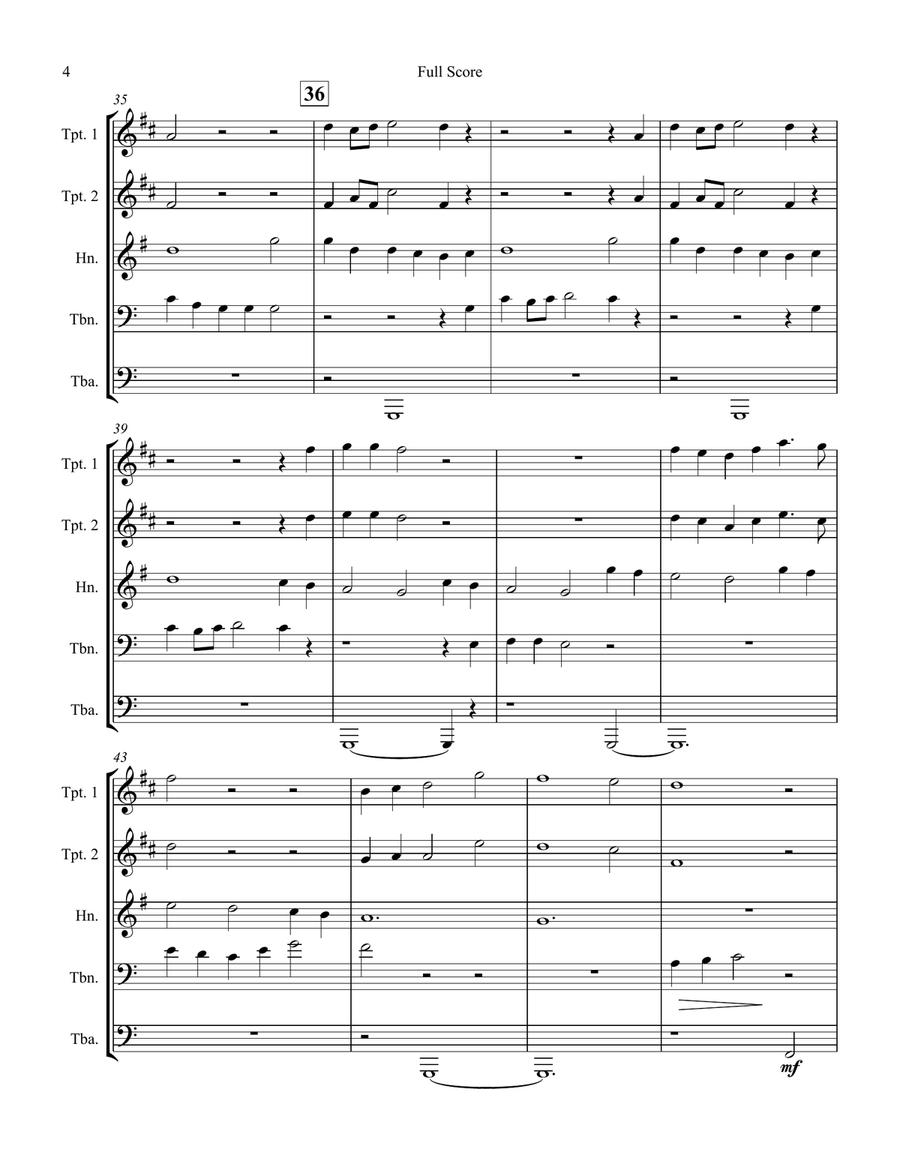 All Creatures of Our God and King and For the Beauty of the Earth Brass Quintet scores gallery preview page 4